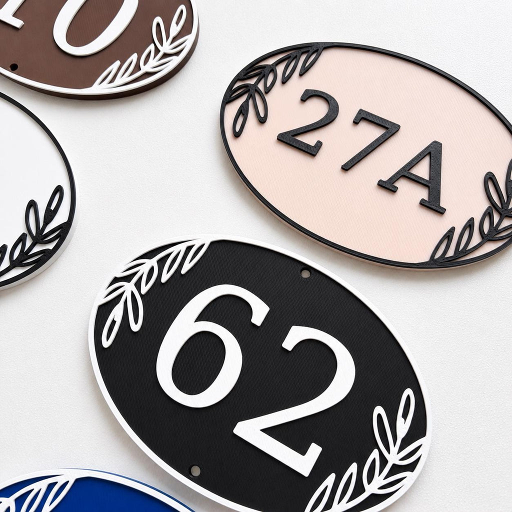 Personalised House Number Sign – Custom Oval Home Front Door Gate Plate Plaque