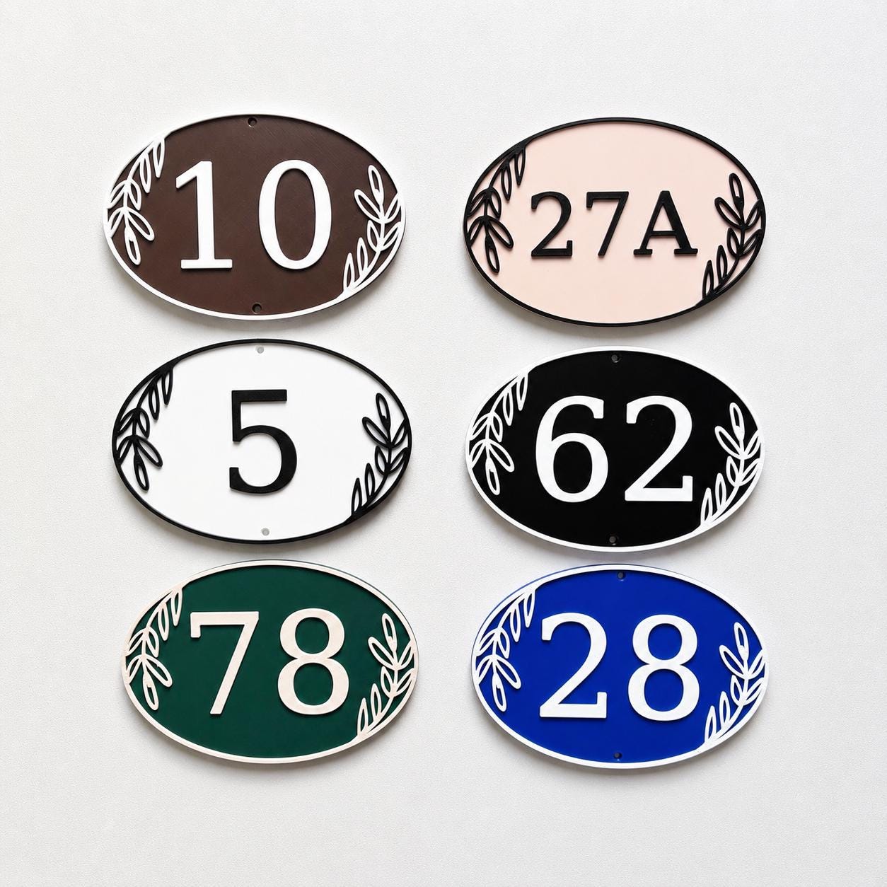 Personalised House Number Sign – Custom Oval Home Front Door Gate Plate Plaque