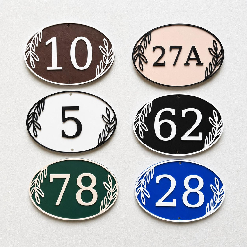 Personalised House Number Sign – Custom Oval Home Front Door Gate Plate Plaque