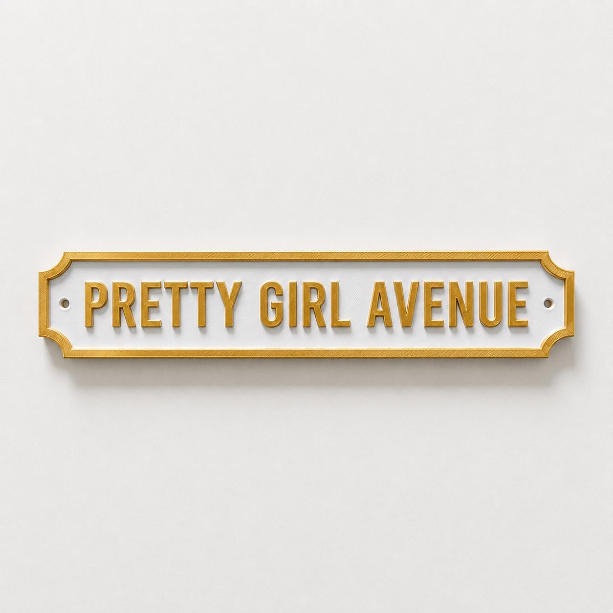 Pretty Girl Avenue Sign Girls Pink Bedroom Decor Door Decoration Plate Plaque