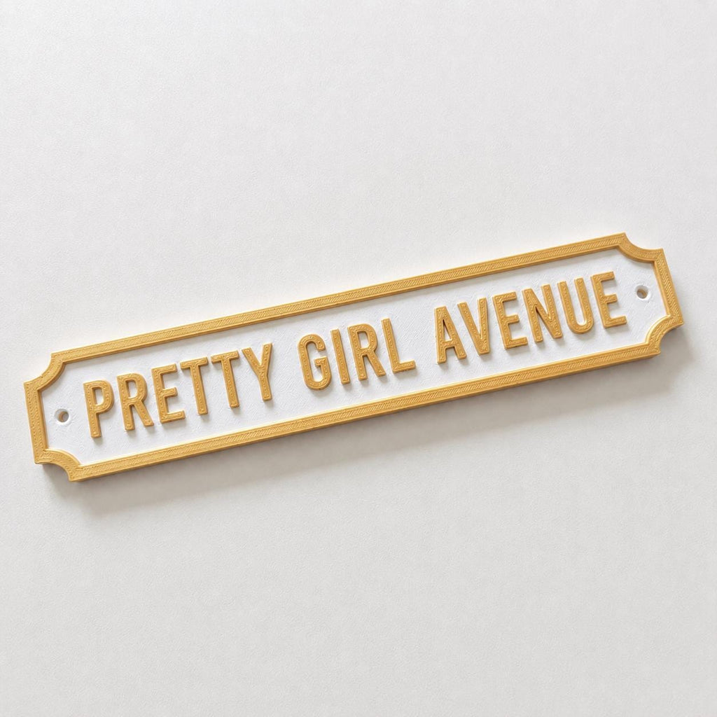 Pretty Girl Avenue Sign Girls Pink Bedroom Decor Door Decoration Plate Plaque