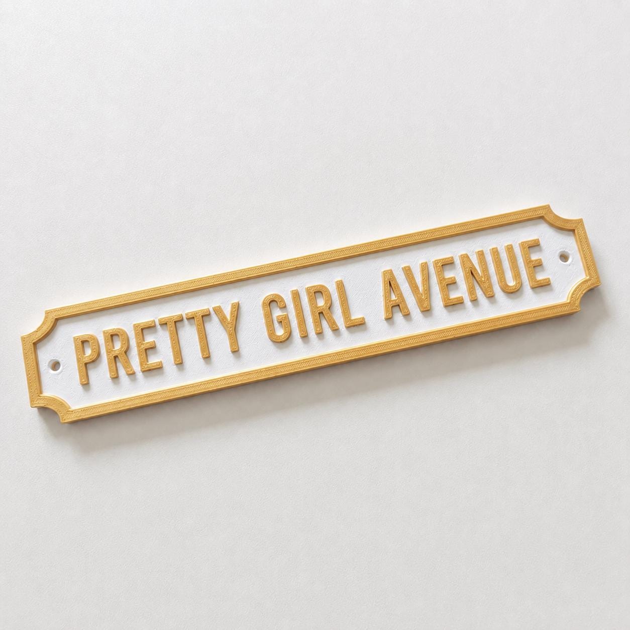 Pretty Girl Avenue Sign Girls Pink Bedroom Decor Door Decoration Plate Plaque