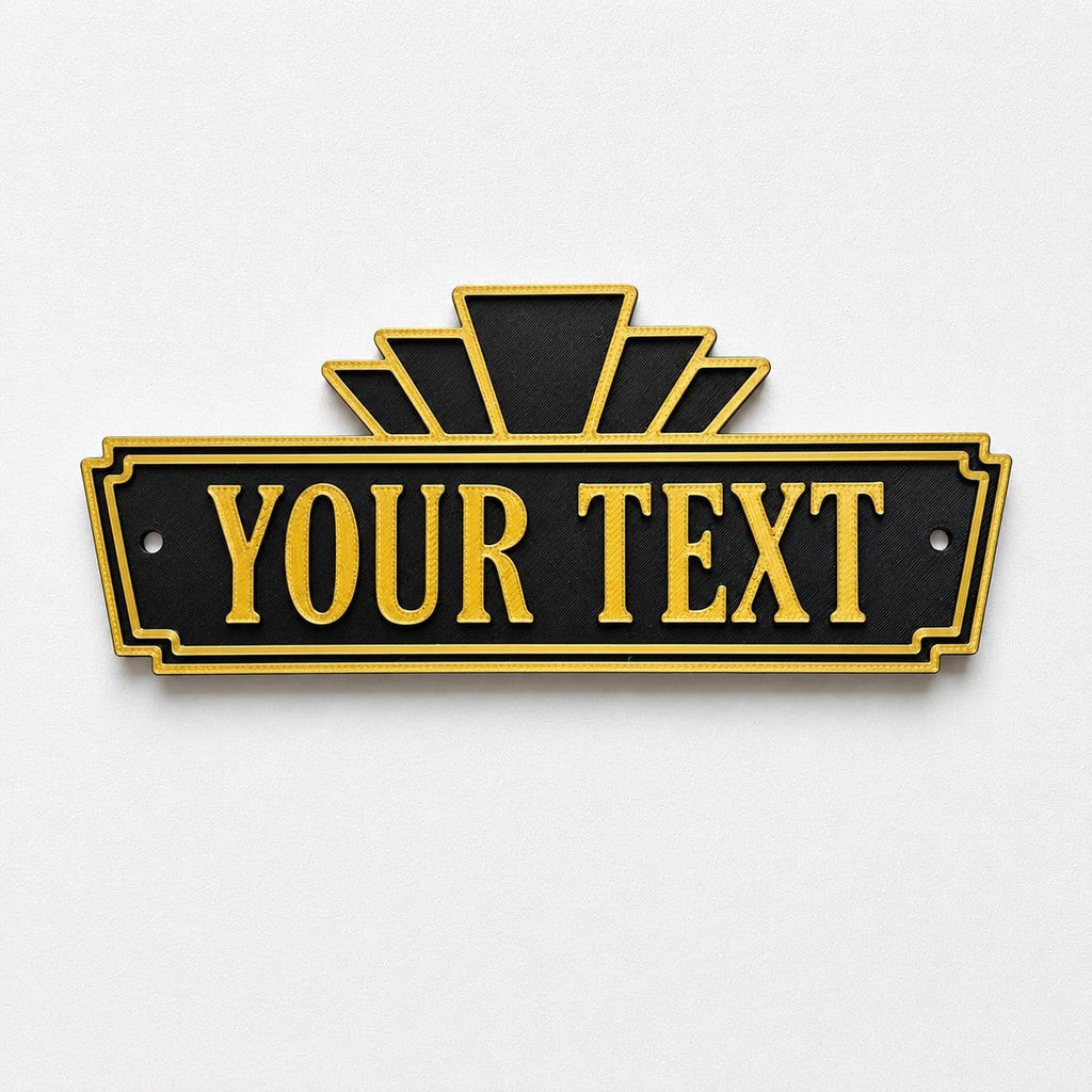 Personalised Text Sign Custom Art Deco Gold Home Theatre House Decoration Plate