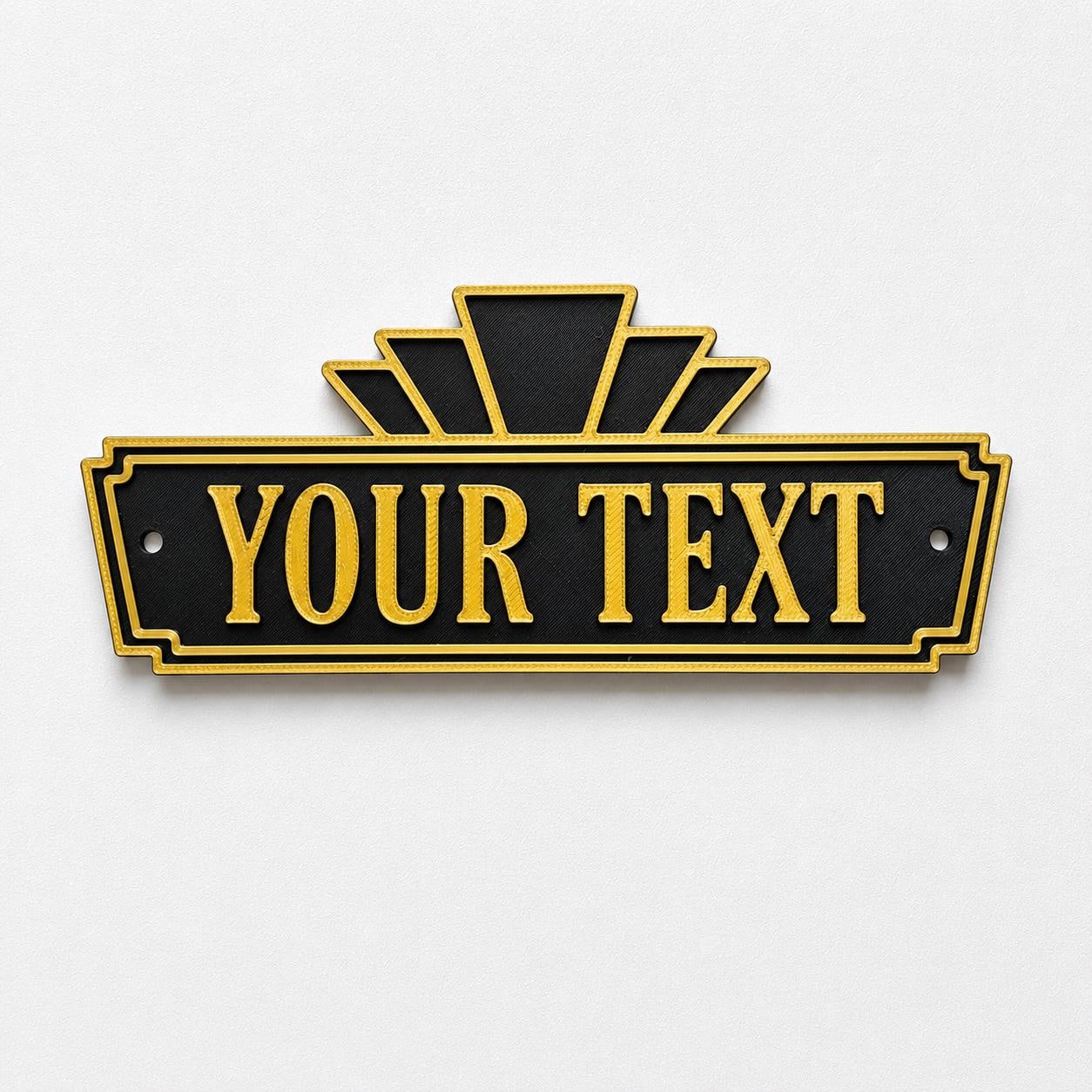 Personalised Text Sign Custom Art Deco Gold Home Theatre House Decoration Plate