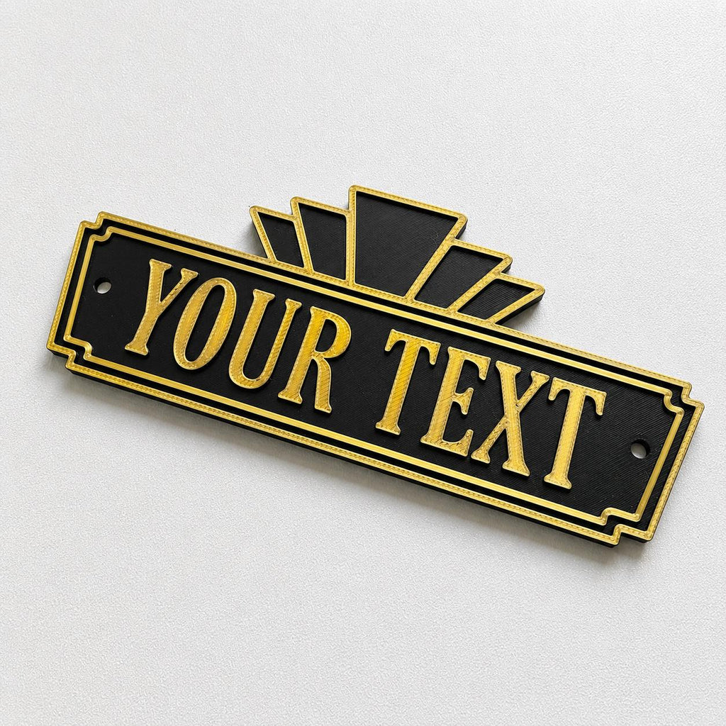 Personalised Text Sign Custom Art Deco Gold Home Theatre House Decoration Plate