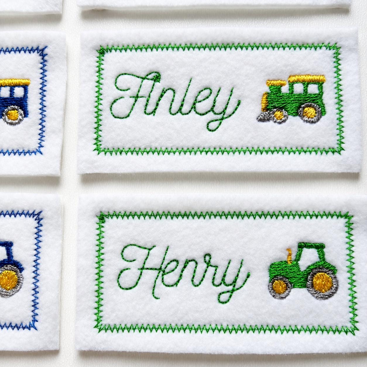 Personalised Embroidered Name Patch Iron & Sew On Custom Text Car Train Tractor