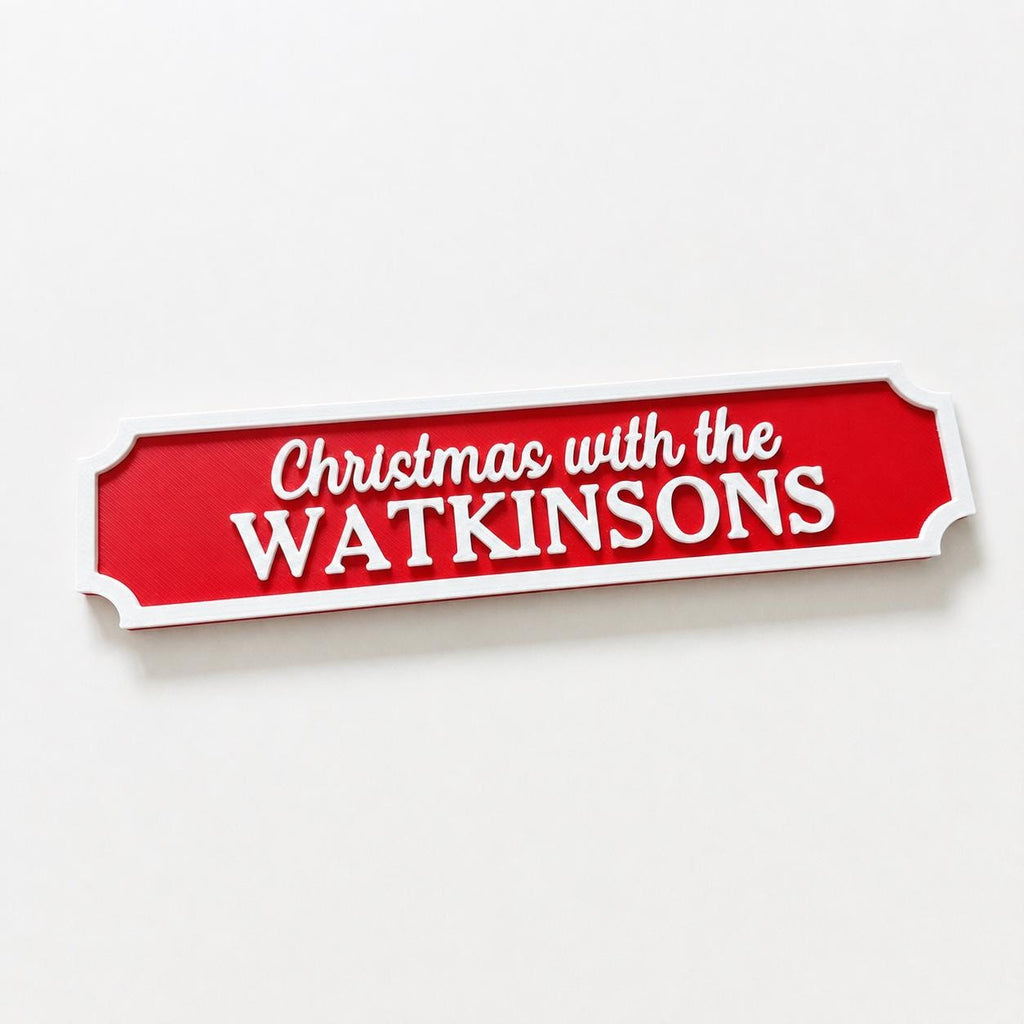 Personalised Christmas With The Family Name Sign - Xmas Decoration House Decor