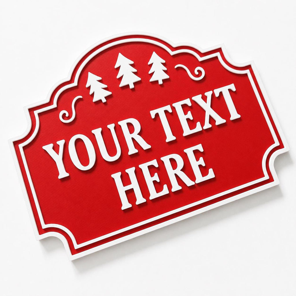 Personalised Christmas Text Sign - Custom Xmas Decoration Santa Grotto Plate