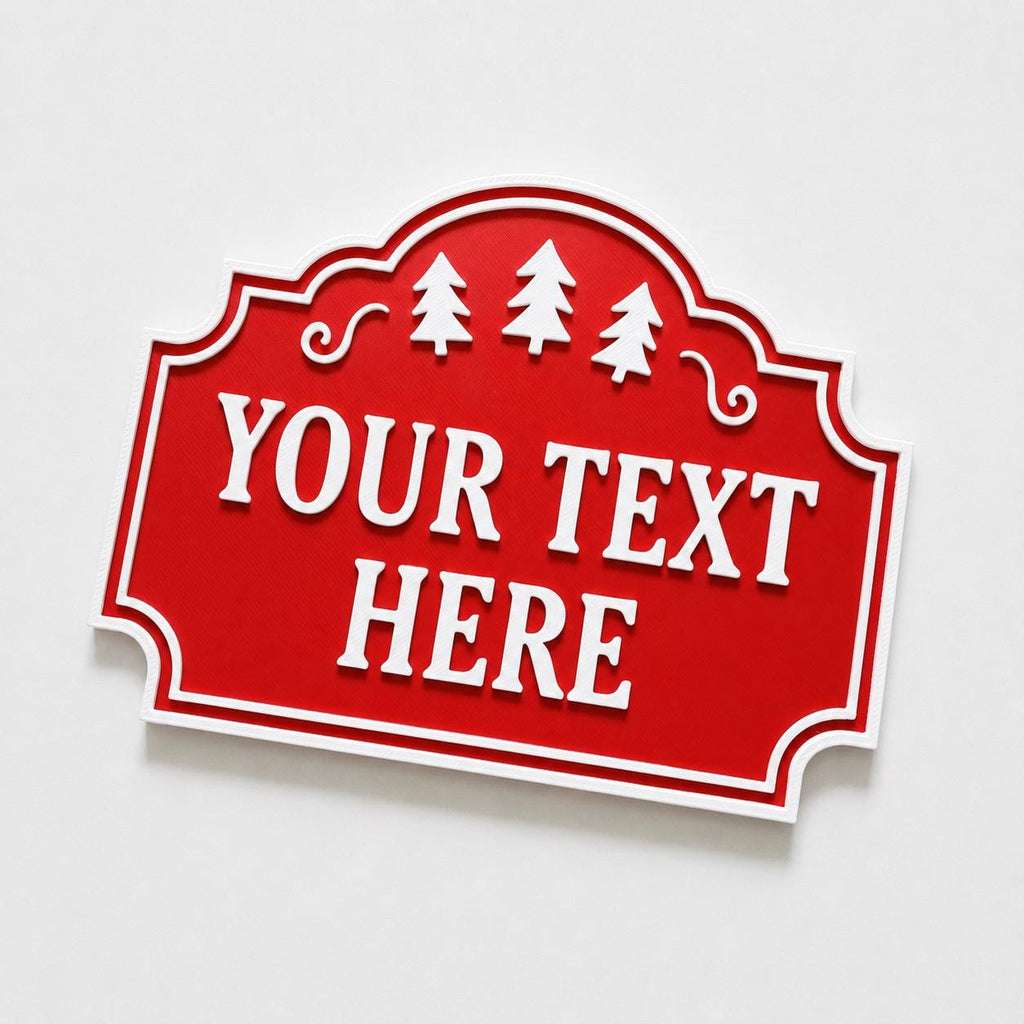 Personalised Christmas Text Sign - Custom Xmas Decoration Santa Grotto Plate