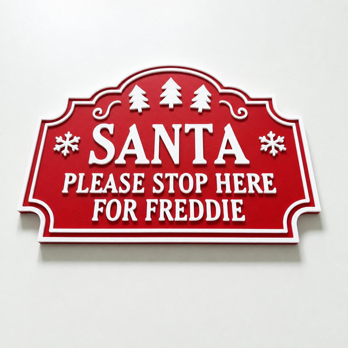 Personalised Santa Stop Here Sign - Custom Christmas Decoration Kids Name Text