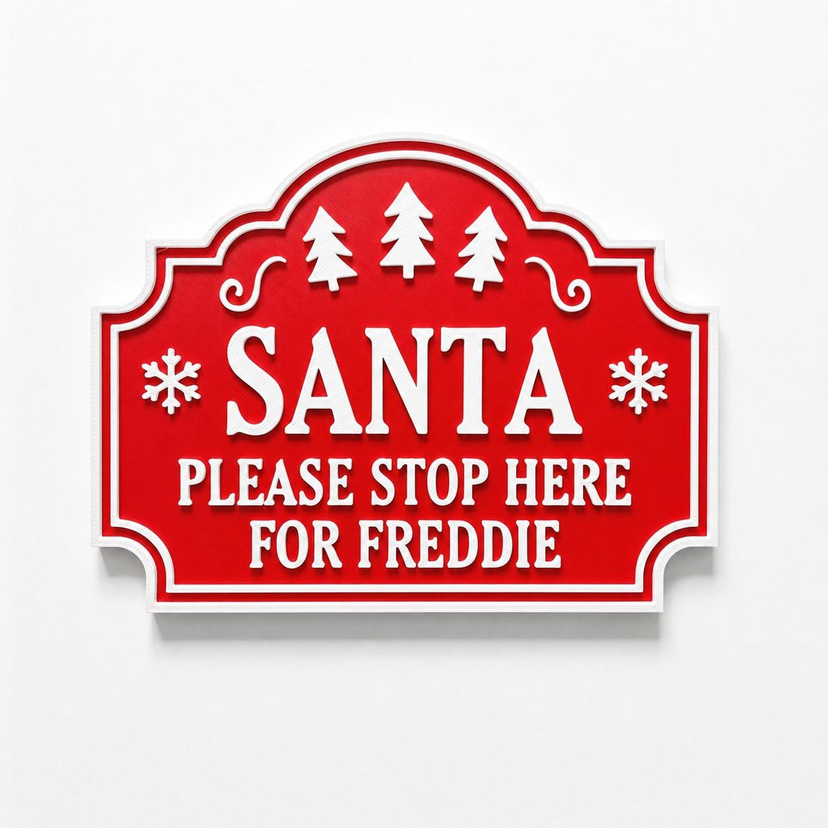 Personalised Santa Stop Here Sign - Custom Christmas Decoration Kids Name Text