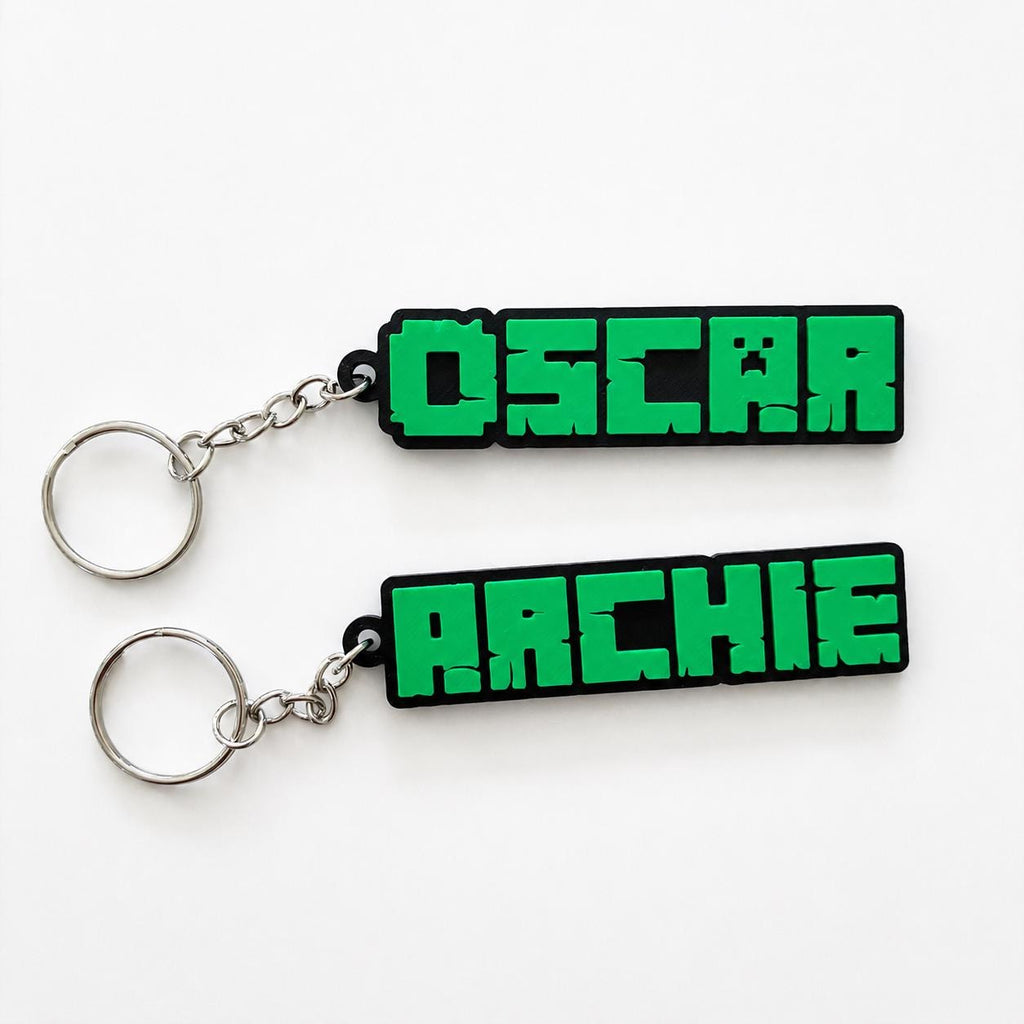 Personalised Pixel Name Keyring – Kids Gamer Gaming Keychain Party Bag Gifts