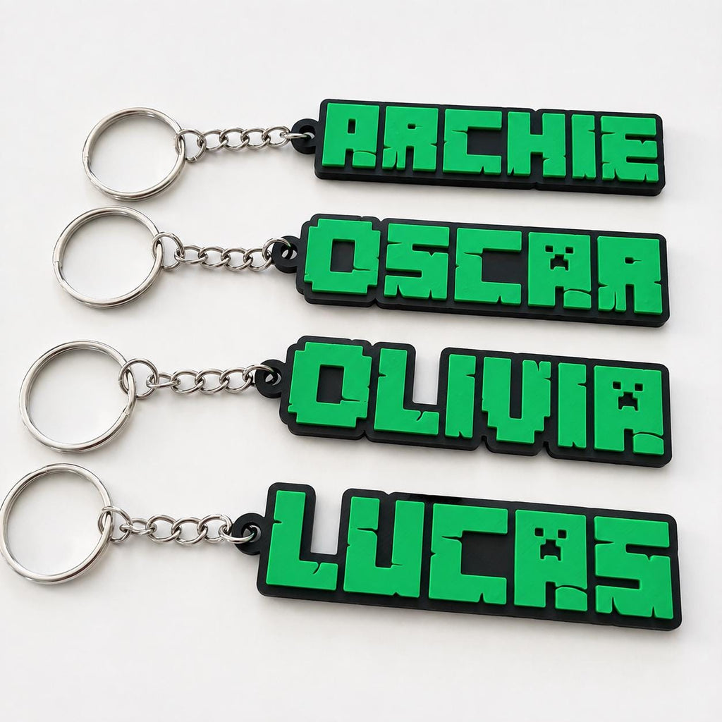 Personalised Pixel Name Keyring – Kids Gamer Gaming Keychain Party Bag Gifts