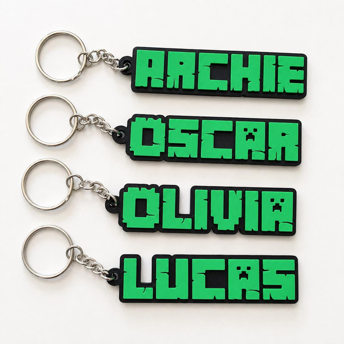 Personalised Pixel Name Keyring – Kids Gamer Gaming Keychain Party Bag Gifts