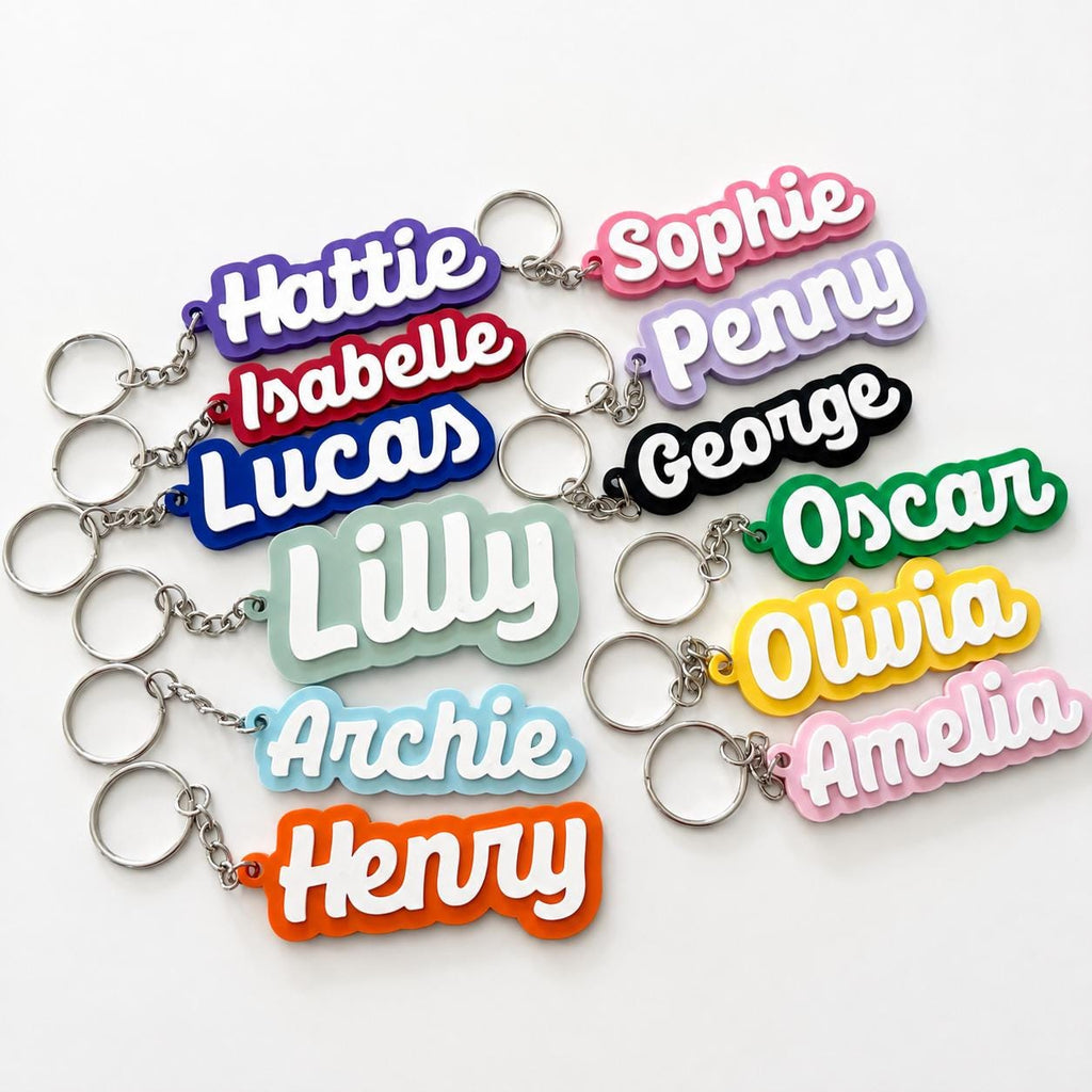 Personalised Name Keyring Kids Backpack Keychain New Driver Pass Party Bag Gift