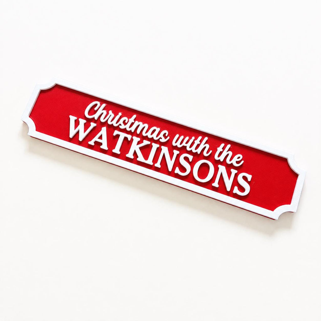 Personalised Christmas With The Family Name Sign - Xmas Decoration House Decor