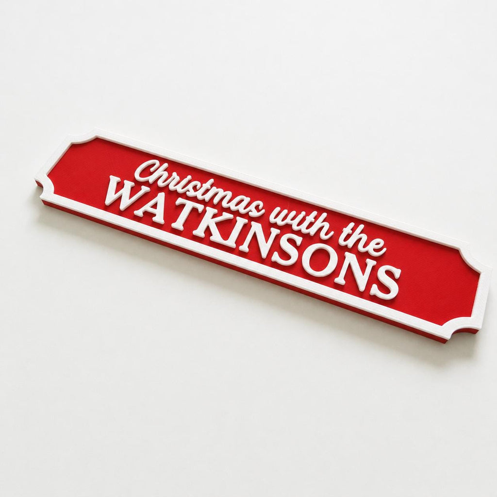 Personalised Christmas With The Family Name Sign - Xmas Decoration House Decor