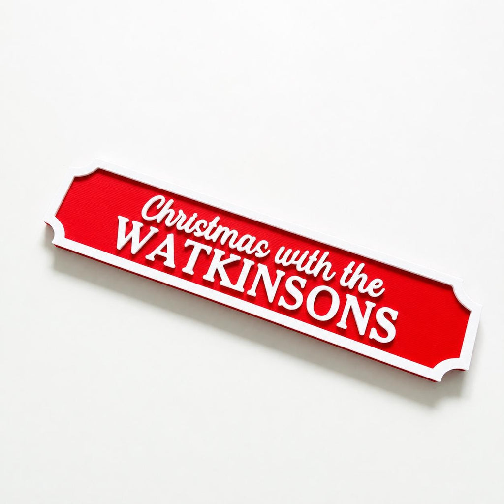 Personalised Christmas With The Family Name Sign - Xmas Decoration House Decor