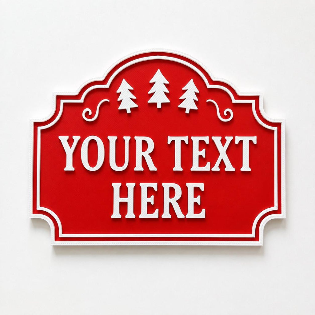 Personalised Christmas Text Sign - Custom Xmas Decoration Santa Grotto Plate