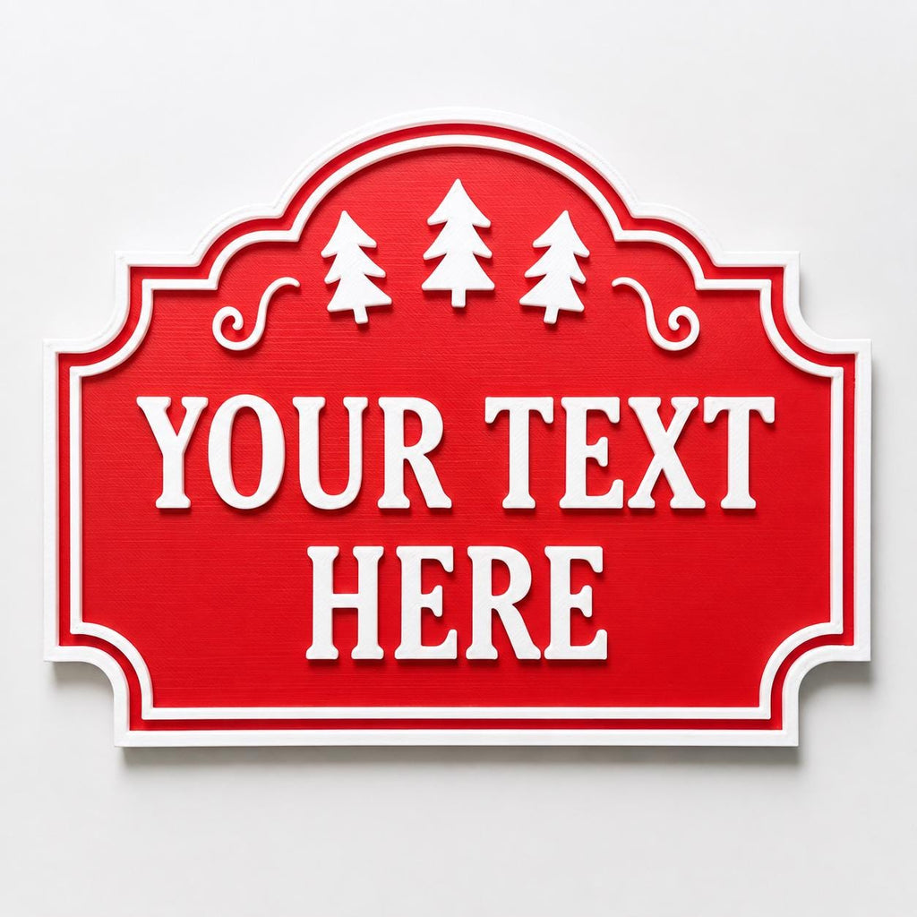 Personalised Christmas Text Sign - Custom Xmas Decoration Santa Grotto Plate