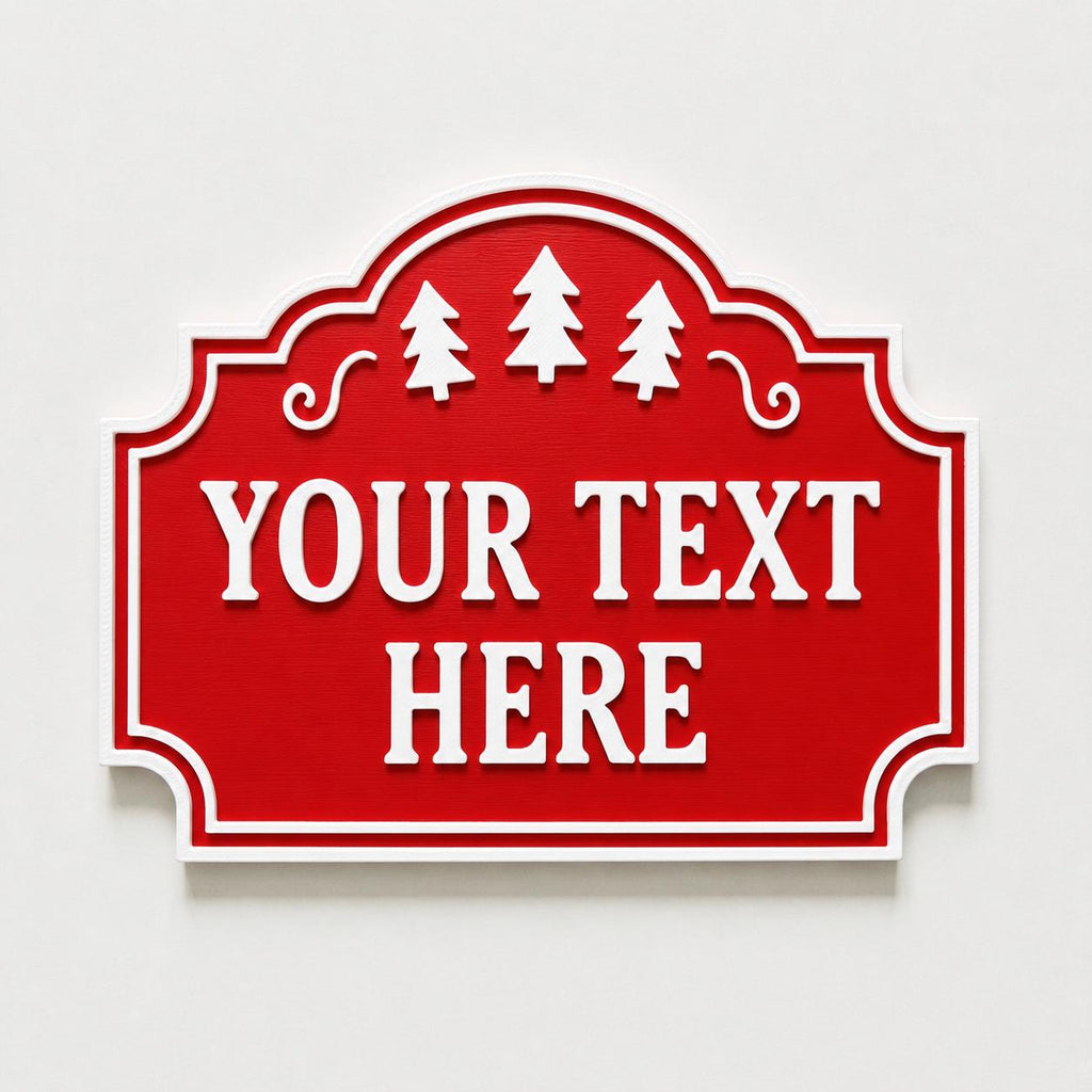 Personalised Christmas Text Sign - Custom Xmas Decoration Santa Grotto Plate