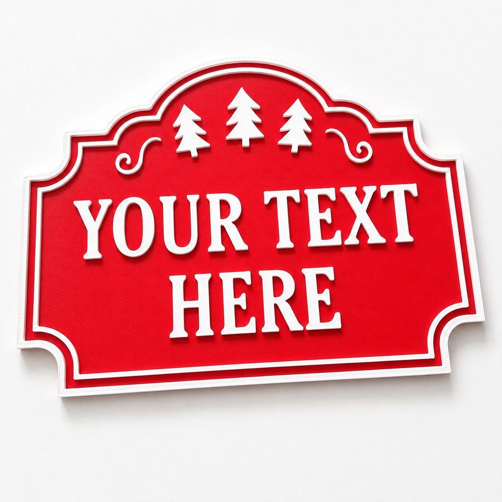 Personalised Christmas Text Sign - Custom Xmas Decoration Santa Grotto Plate