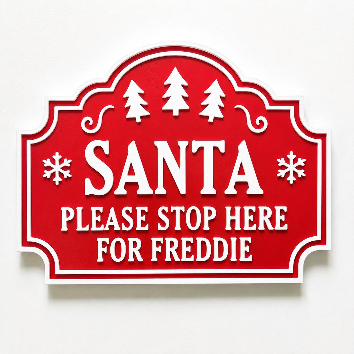 Personalised Santa Stop Here Sign - Custom Christmas Decoration Kids Name Text