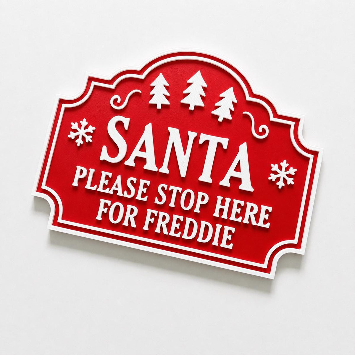 Personalised Santa Stop Here Sign - Custom Christmas Decoration Kids Name Text