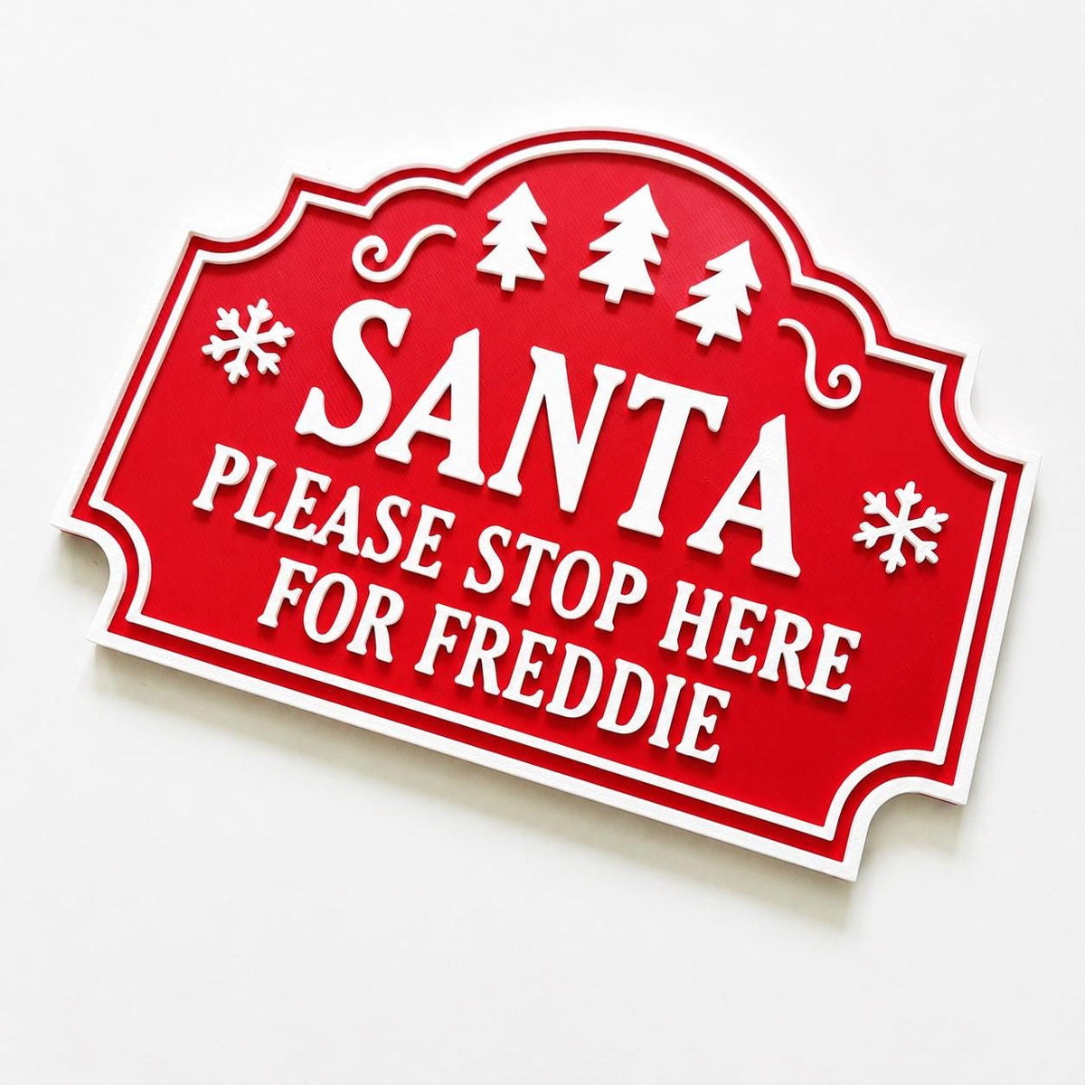 Personalised Santa Stop Here Sign - Custom Christmas Decoration Kids Name Text