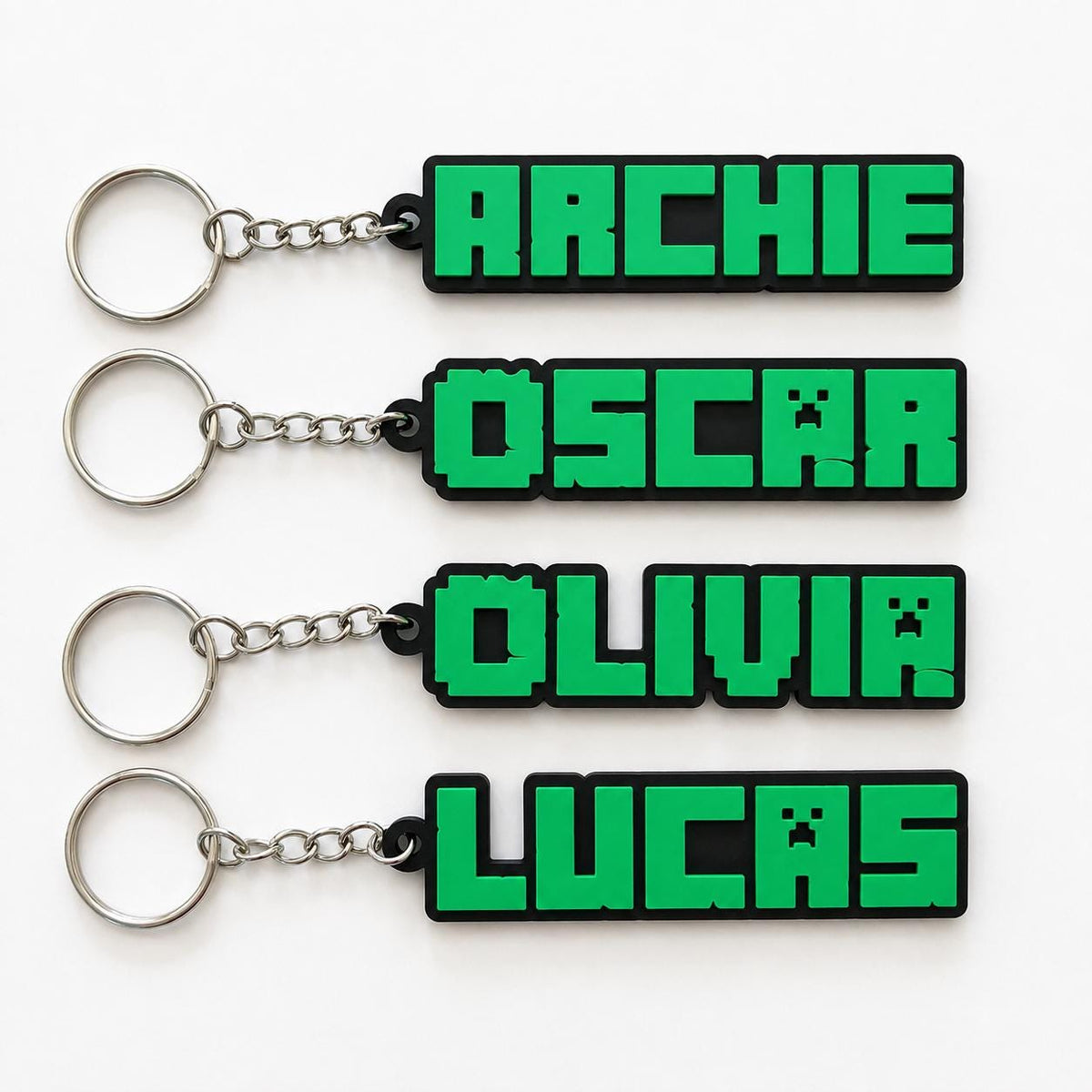 Personalised Pixel Name Keyring – Kids Gamer Gaming Keychain Party Bag Gifts
