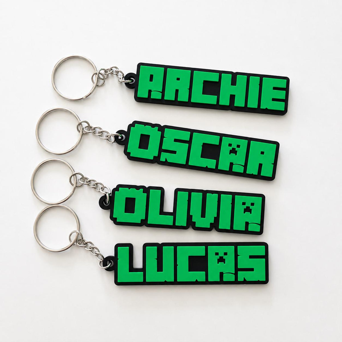 Personalised Pixel Name Keyring – Kids Gamer Gaming Keychain Party Bag Gifts