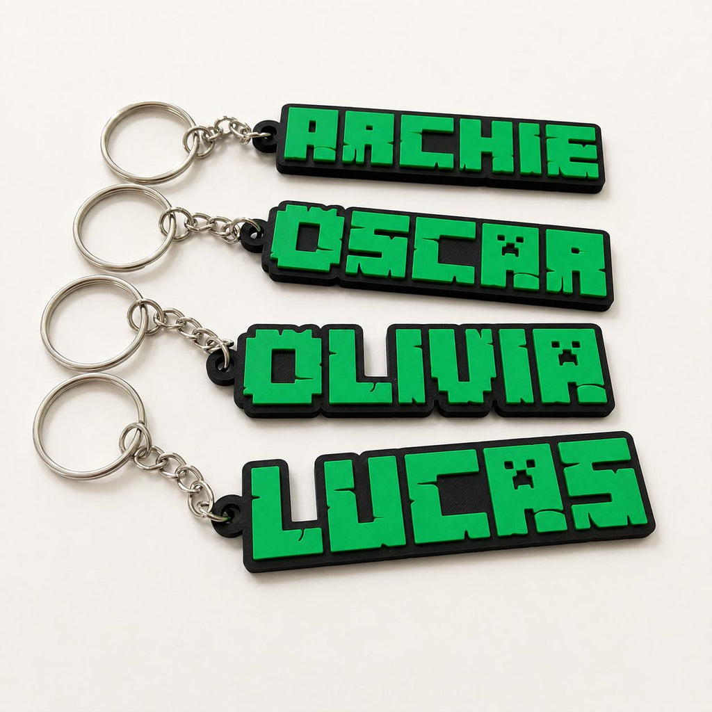 Personalised Pixel Name Keyring – Kids Gamer Gaming Keychain Party Bag Gifts