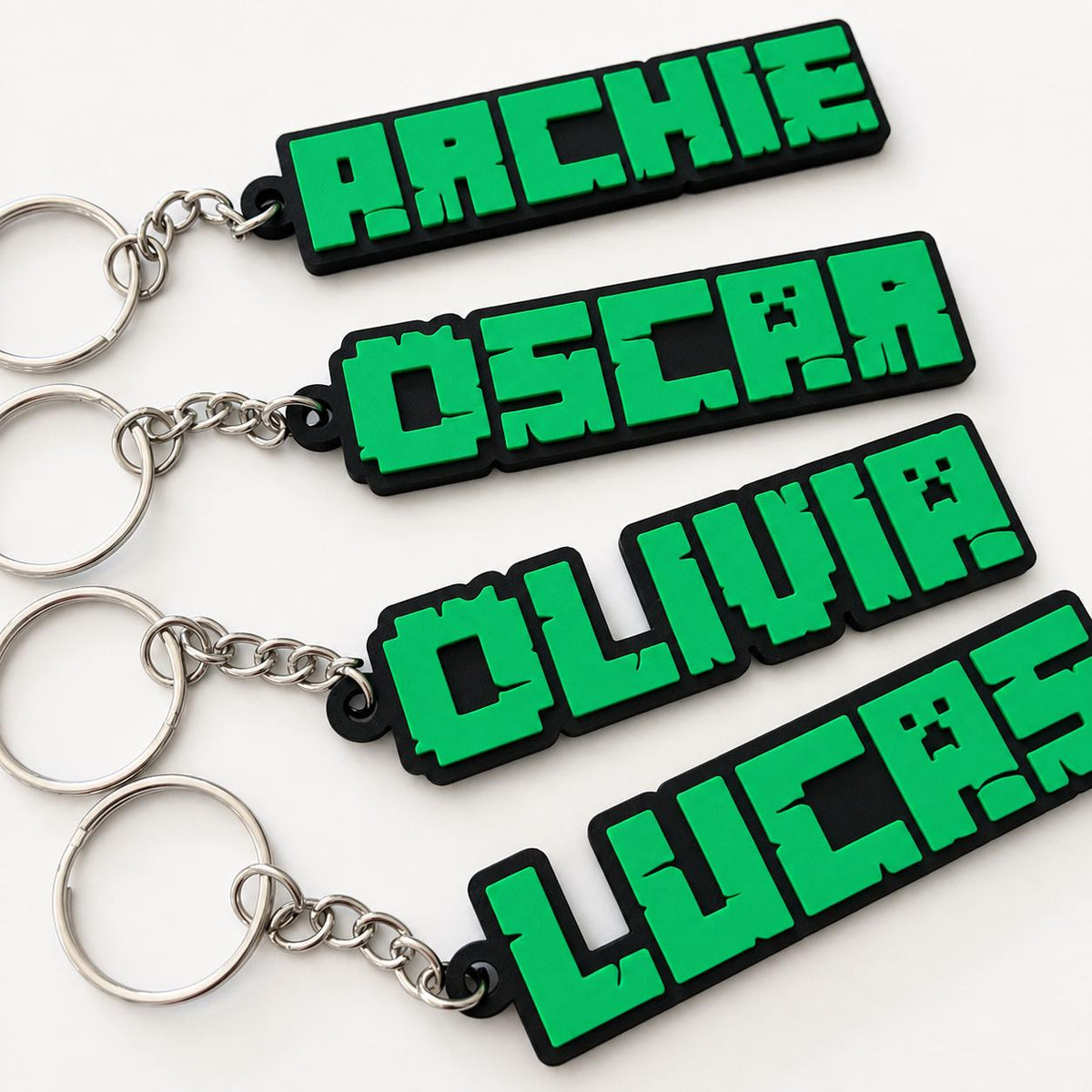 Personalised Pixel Name Keyring – Kids Gamer Gaming Keychain Party Bag Gifts