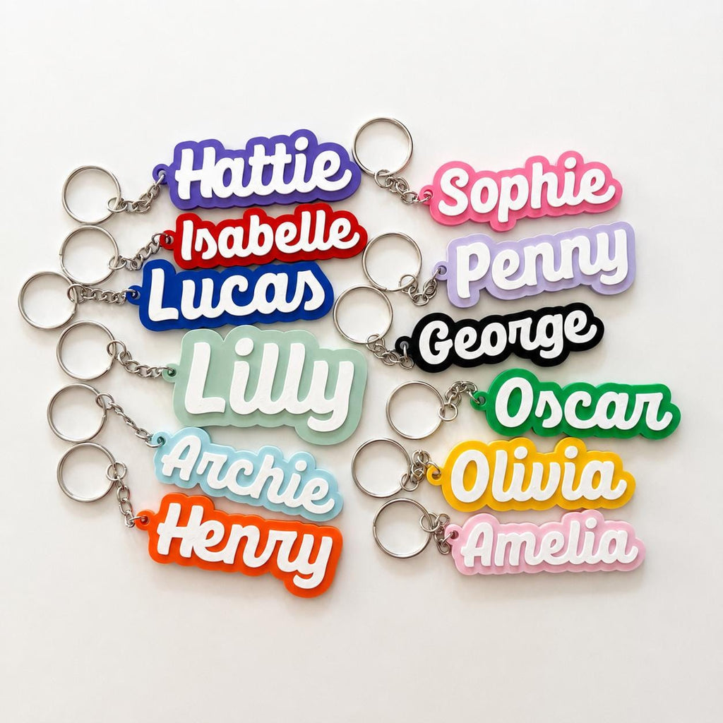 Personalised Name Keyring Kids Backpack Keychain New Driver Pass Party Bag Gift