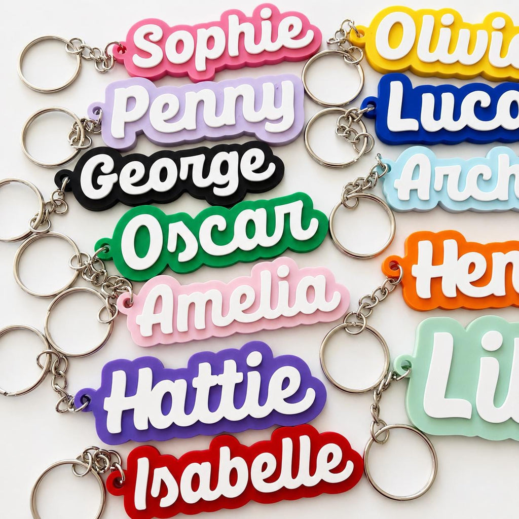 Personalised Name Keyring Kids Backpack Keychain New Driver Pass Party Bag Gift