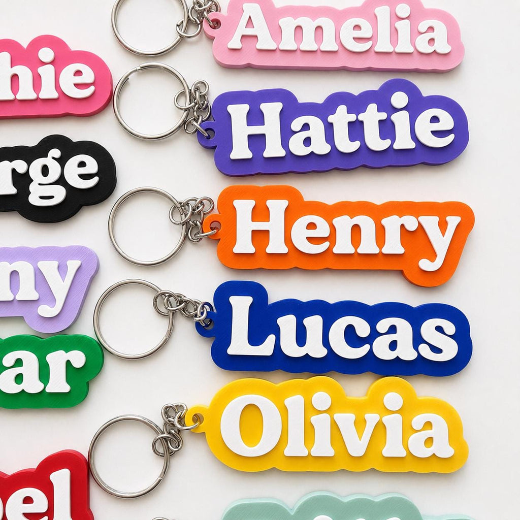 Personalised Name Keyring Kids Backpack Keychain New Driver Pass Party Bag Gift
