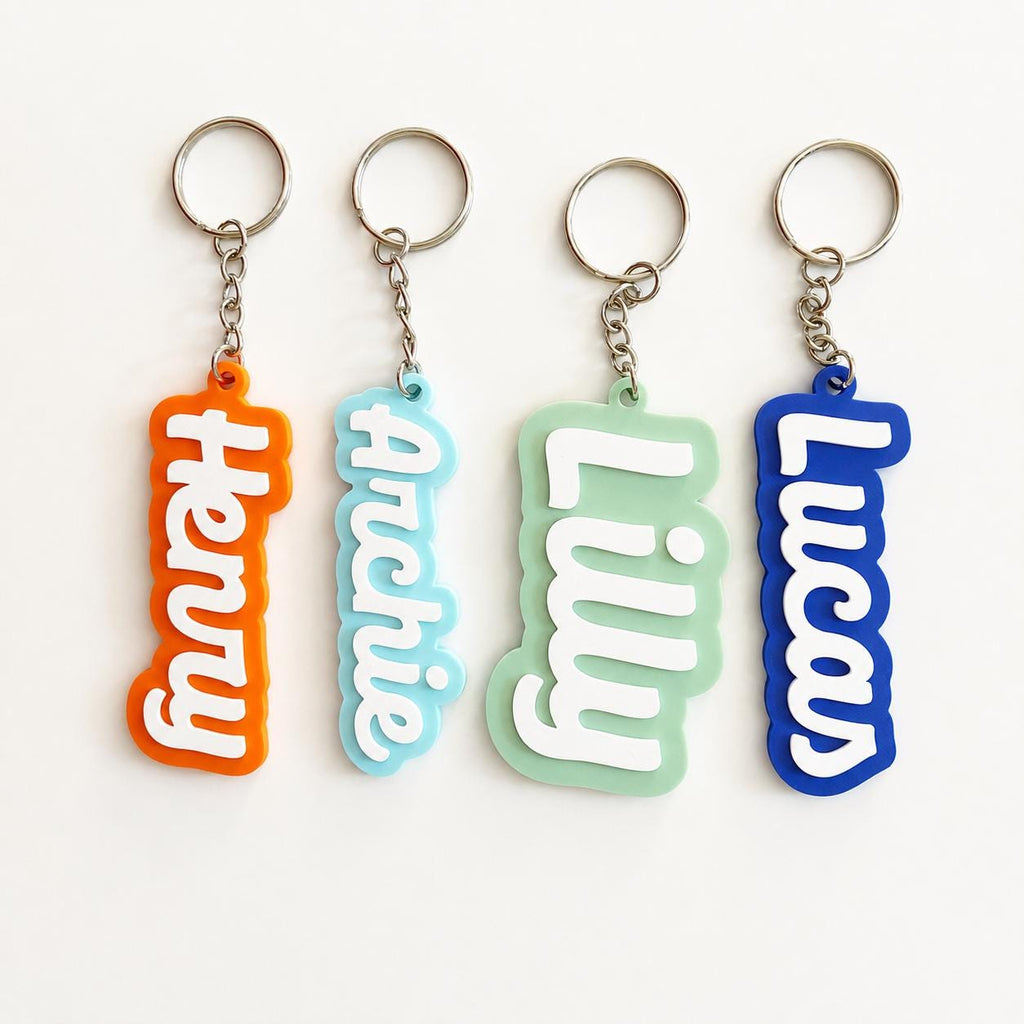 Personalised Name Keyring Kids Backpack Keychain New Driver Pass Party Bag Gift