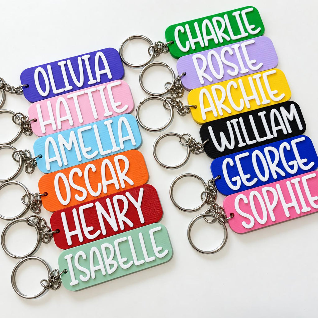 Personalised Name Keyring Kids Backpack Keychain New Driver Pass Party Bag Gift