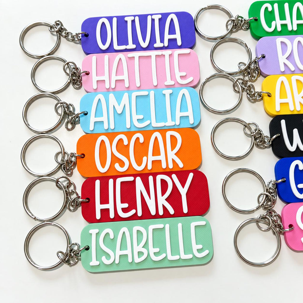 Personalised Name Keyring Kids Backpack Keychain New Driver Pass Party Bag Gift