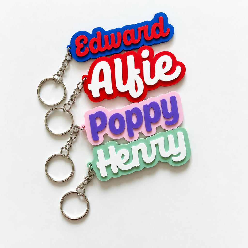Personalised Name Keyring Kids Backpack Keychain New Driver Pass Party Bag Gift