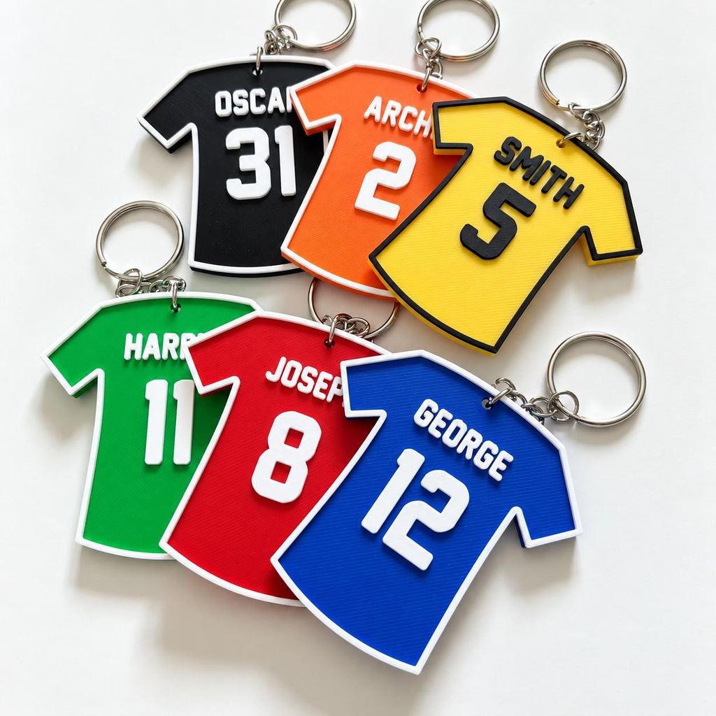 Personalised Name Football Keyrings Kids Backpack Keychain Boys PE Kit Bag Gift