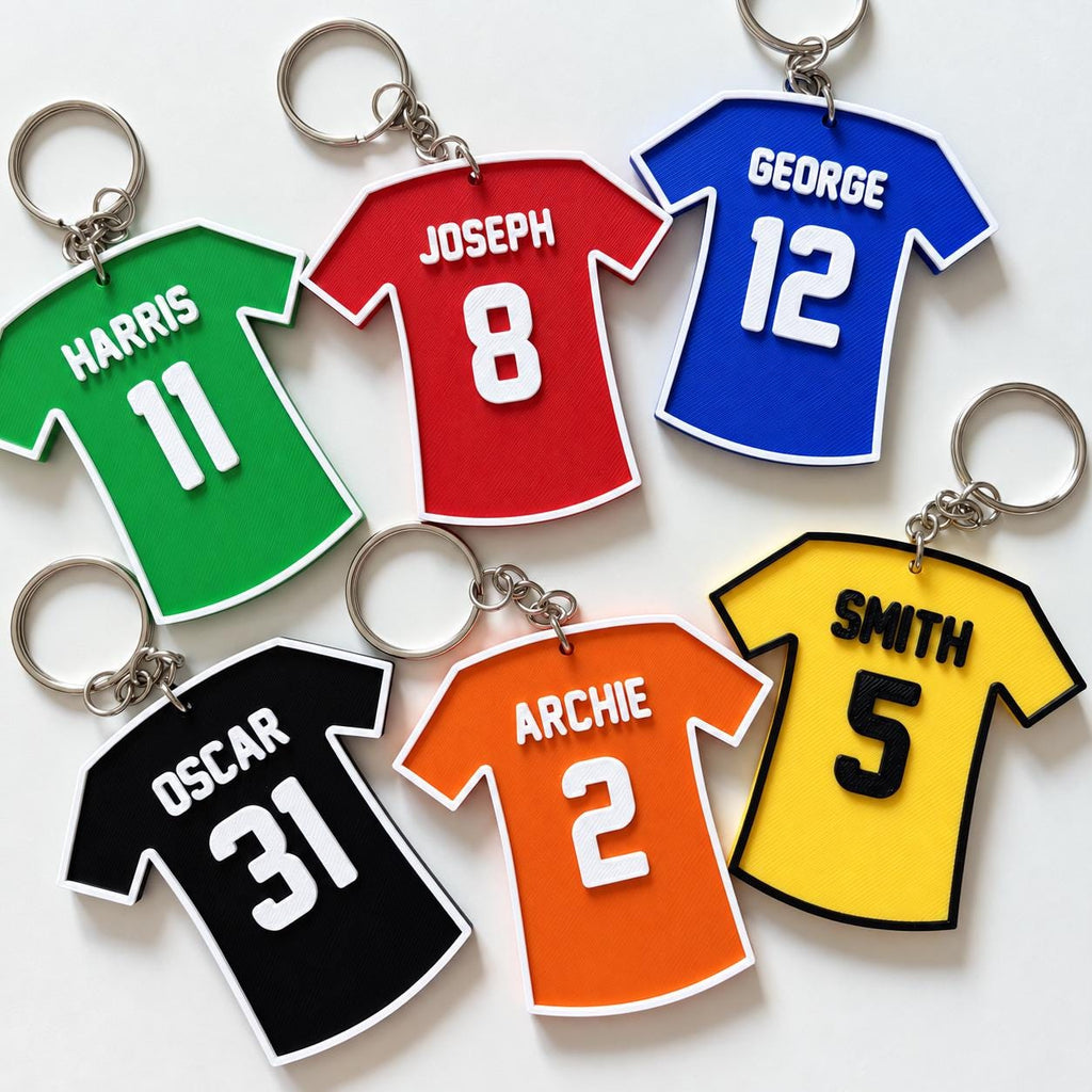 Personalised Name Football Keyrings Kids Backpack Keychain Boys PE Kit Bag Gift