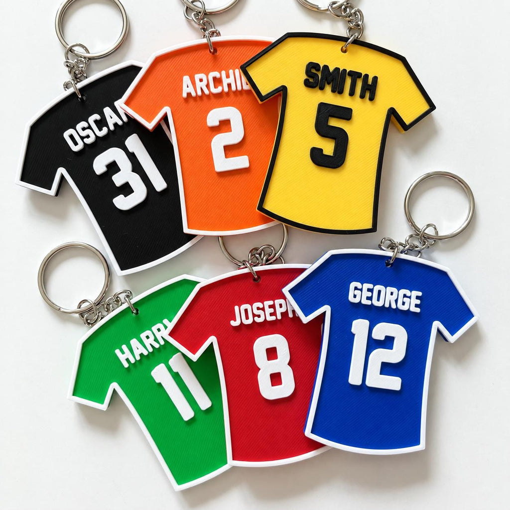 Personalised Name Football Keyrings Kids Backpack Keychain Boys PE Kit Bag Gift