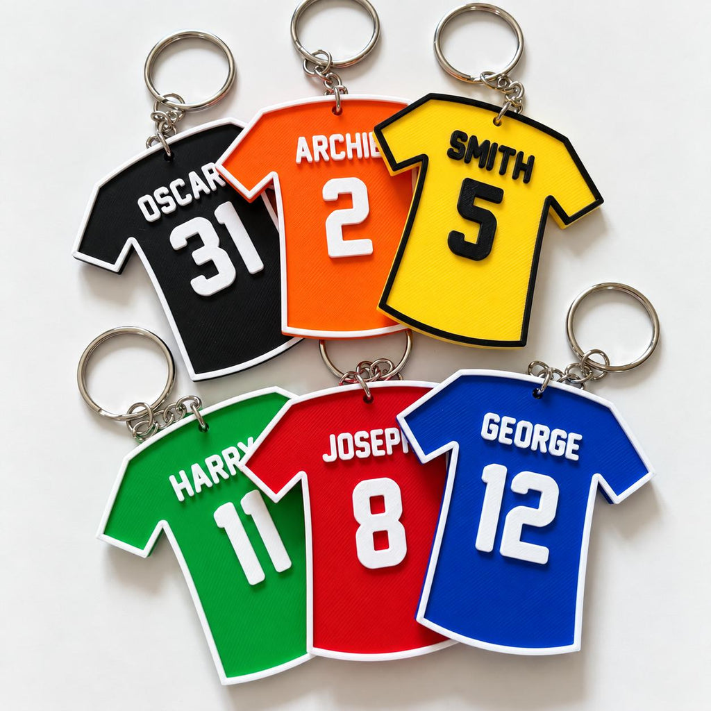 Personalised Name Football Keyrings Kids Backpack Keychain Boys PE Kit Bag Gift
