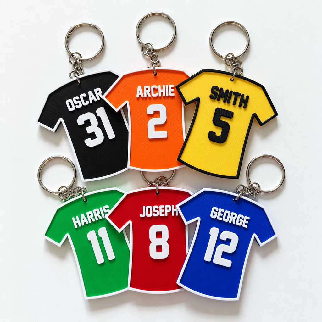 Personalised Name Football Keyrings Kids Backpack Keychain Boys PE Kit Bag Gift