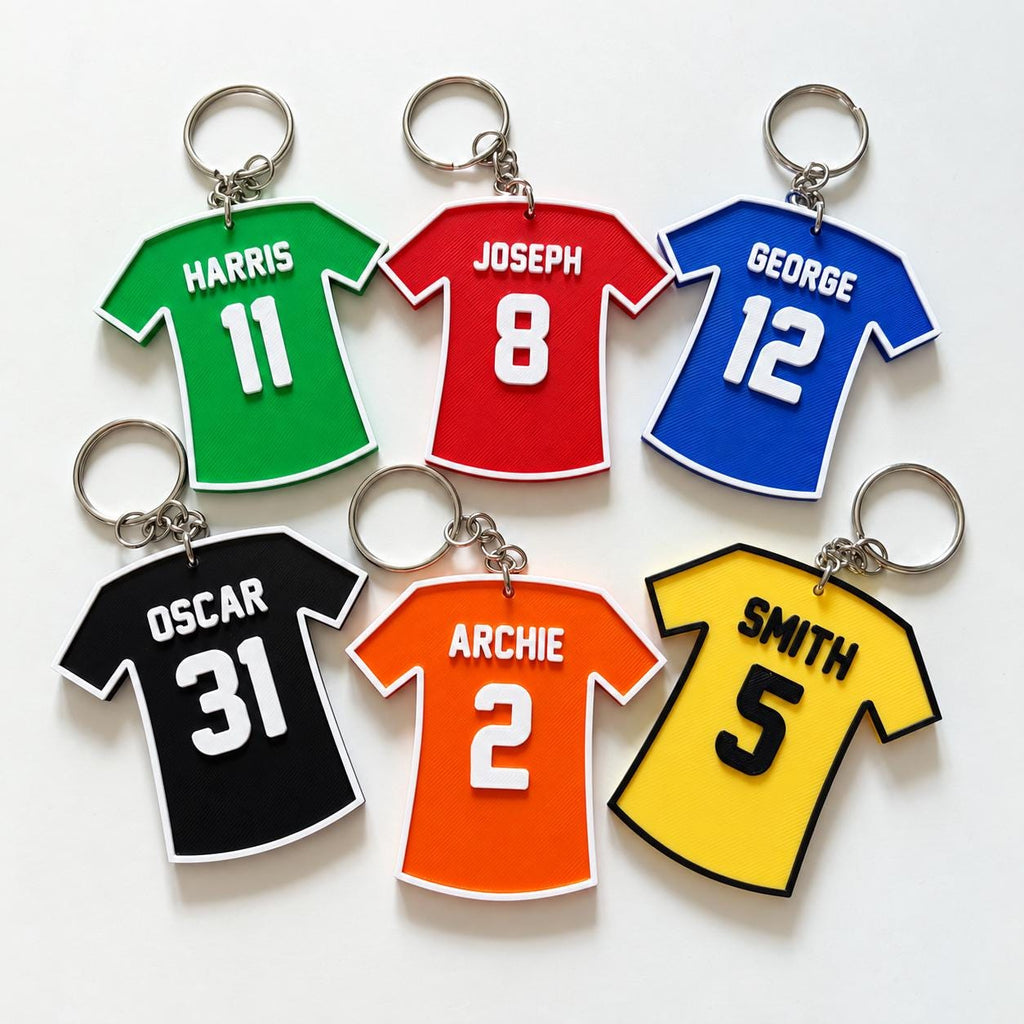 Personalised Name Football Keyrings Kids Backpack Keychain Boys PE Kit Bag Gift