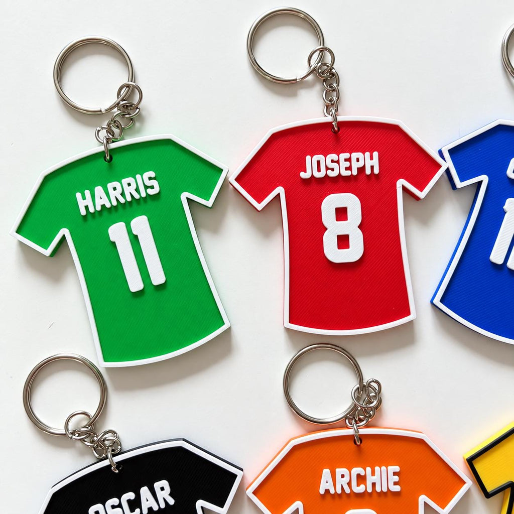 Personalised Name Football Keyrings Kids Backpack Keychain Boys PE Kit Bag Gift