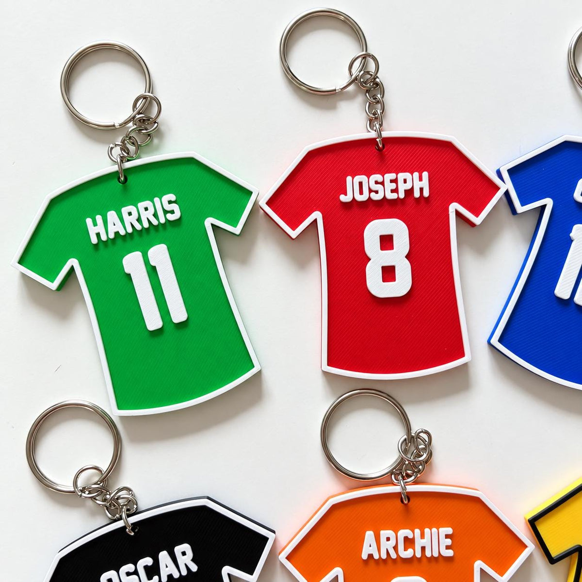 Personalised Name Football Keyrings Kids Backpack Keychain Boys PE Kit Bag Gift