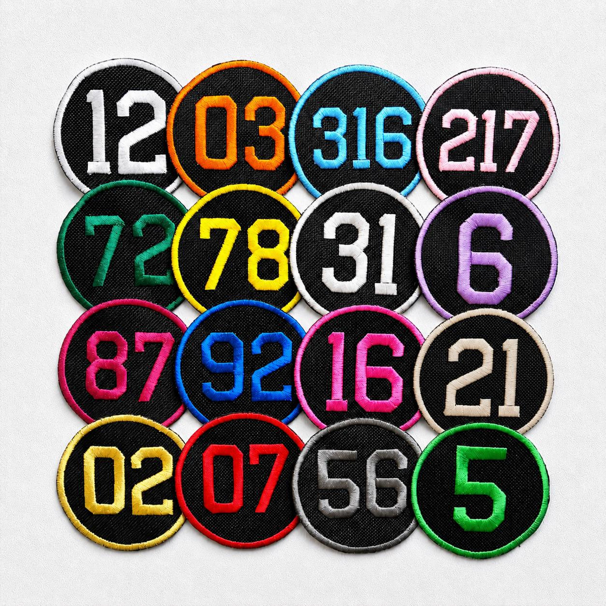 Personalised Embroidered Numbers Circle Patch Iron On & Sew On Custom Name Badge