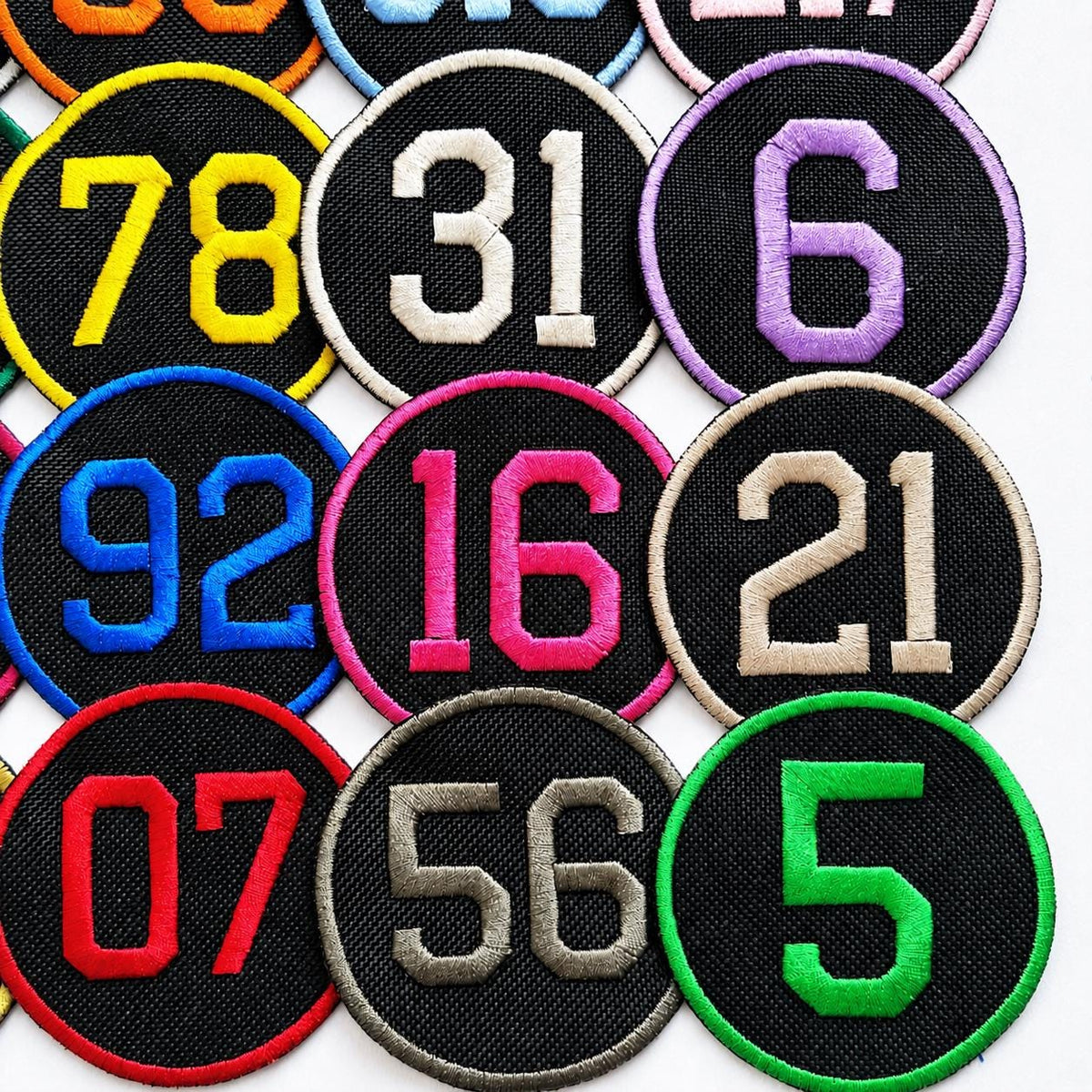 Personalised Embroidered Numbers Circle Patch Iron On & Sew On Custom Name Badge